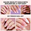 modelones French Tip Press on Nails, 150Pcs M-Almond Fake Nails with Nail Box, Pink & White Gel Nail Tips for Women, Soft Glue-On Nails for Natural Salon Look, DIY Nail Art Kit (15 Sizes)