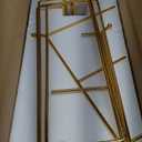 MALACASA 3 Tier Serving Trays for Party, 14 Inch Porcelain White Trays for Serving Food, Dessert Stand with Collapsible Gold Metal Rack