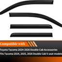 4PCS Window Rain Guards Compatible with Toyota Tacoma 2024 2025 2026 Double Cab, Outside Tape-On Mount Vent Deflectors Visors Accessories (Fit for 2024+Tacoma Double Cab)