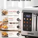 Ganiza Smart Toaster 2 Slice with Touchscreen, Digital Countdown Timer, Touch Screen Toaster Wide Slot, Full Stainless Steel, Defrost Reheat Cancel, +/-10s Fine-Tune, Removable Crumb Tray, Max 925W