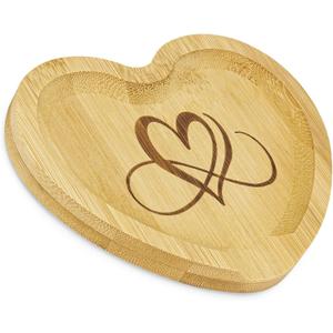 Heart Shaped Spoon Rest Large Engraved Bamboo Wood for Kitchen Utensils Wooden Vintage Country Tray Protects Countertop Fits Spoonful of Love Spoon