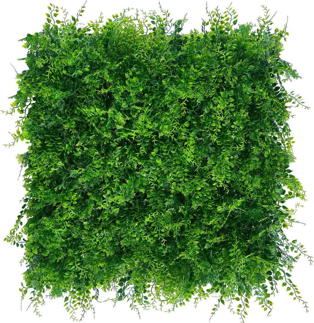 Greenery Faux Grass Wall Backdrop: 20"x20" (24P) UV-Anti Artificial Green Boxwood Panel for Patio Balcony Privacy & Ivy Fence Covering Privacy, Garden, Backyard Wall Backdrop Decor