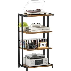 ERYTLLY 4-Tier AV Media Stand - Corner Game Console Shelf and Small Entertainment Stand - Audio Rack for TV, Small Media Console Organizer