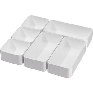 CHANCETSUI White Makeup Drawer Organizer for Vanity: Bathroom Cosmetic Organizers Trays and Storage, Stackable Plastic Drawers Organization.