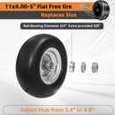 2 PC 11x4.00-5" Flat-Free Tire and Wheel, 11" Lawn Mower Tire, 3/4" or 5/8" Bearings, Durable Smooth Tread, Fits Zero-Turn Lawn Mowers Tires, 350lbs Load Capacity, Adjustable Center Hub (3" to 4.4")