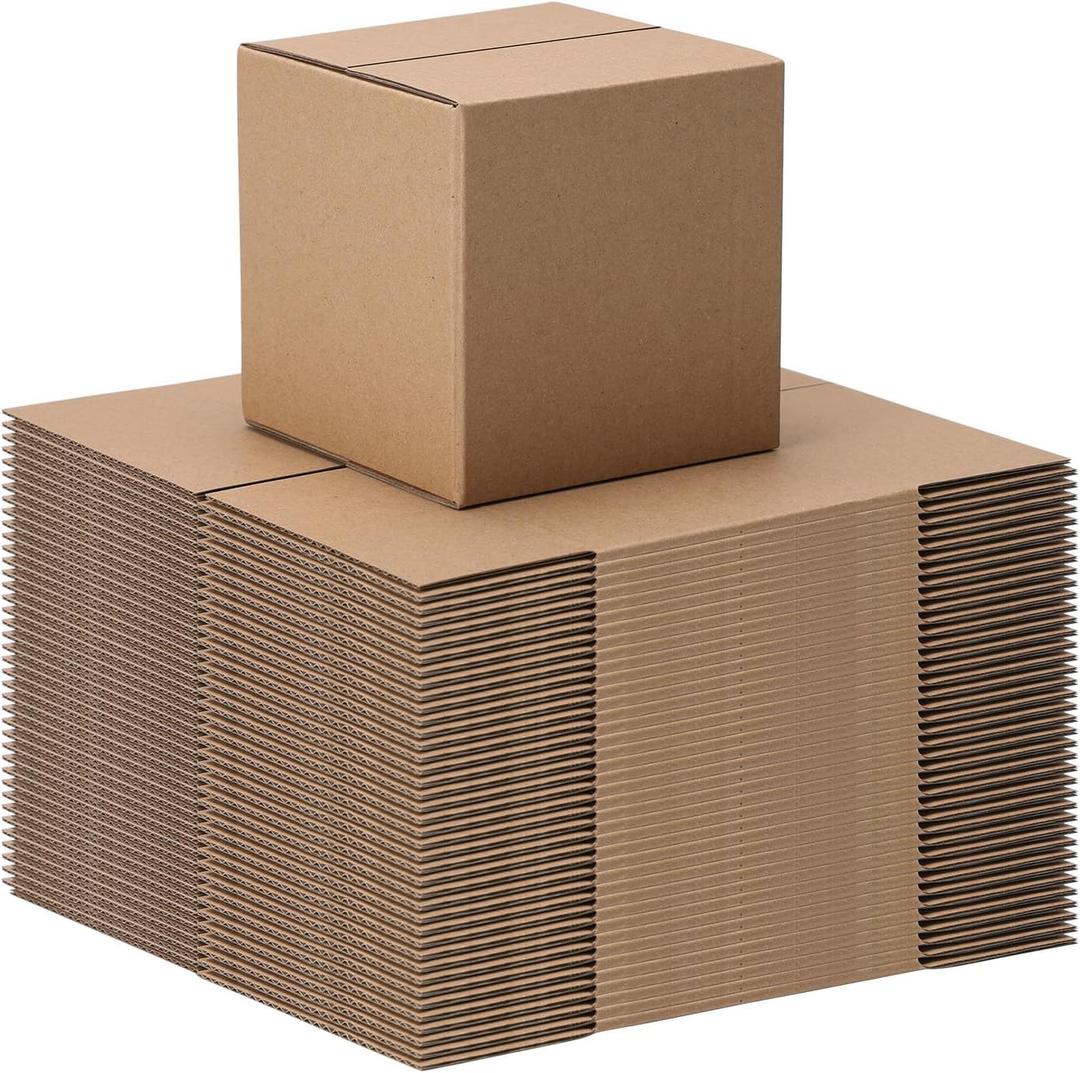Schliersee 5x5x5 Shipping Boxes Set of 50, Brown Kraft Corrugated Cardboard Square Business Boxes Mailers for Packaging, Moving