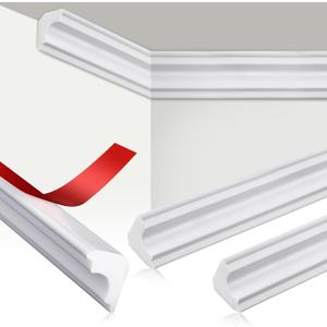 5 Pcs Peel and Stick Ceiling Crown Molding Trim Total 16.4 ft Length 2" Wide Self-Adhesive Crown Molding Polystyrene Foam Ceiling Trim for DIY Wall Home Hotel Indoor Corner Craft Decor