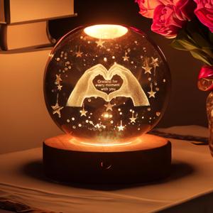 3D Crystal Ball Night Light, 16 Colors 4 Modes, Remotely Controlled, Night Light Room Decor, Funny Anniversary Christmas Gifts for Women, Girlfriends, Wives, Daughters