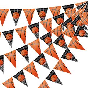 Jetec 5 Pcs 49 ft Basketball Party Decorations Pennant Banner Theme Triangle Flags Garland Bunting Banner for Basketball Fans Outdoor Indoor Home Sport Birthday Party Decorations Supplies