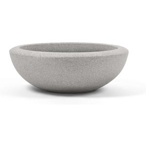 ARBORA 21" Santorini Bowl Polyresin Indoor and Outdoor Planter with Stone Blend Concrete Gray Finish - Durable, Weatherproof, Lightweight, Large Plant Pot for Patio, Garden, Deck, Entryway