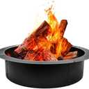 Smokeless Fire Pit Ring 36-Inch Outer/30-Inch Inner Diameter for Outside, Heavy Duty Steel Wood Burning Fire Pit Ring Insert, DIY Ring Insert, Easy Setup Above or In-Ground for Backyard Camping, Black