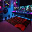 Gaming Rug for Gamer Floor Rugs for Boys Gaming Red Black Carpet Bedroom Floor Mats Doormats Video Game Mens Floor Mat for Teen Room Home Decor, 2'x3'