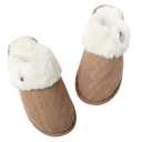 Enteer Women's Slippers Memory Foam Slippers Scuff Outdoor Indoor Warm Plush Bedroom Button Shoes with Faux Fur Lining Brown US 7-8