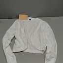 OmicGot Women's Classic Bolero Shrug White Cropped Cardigan Long Sleeve Open Front Short Cardigans S (A02-white)