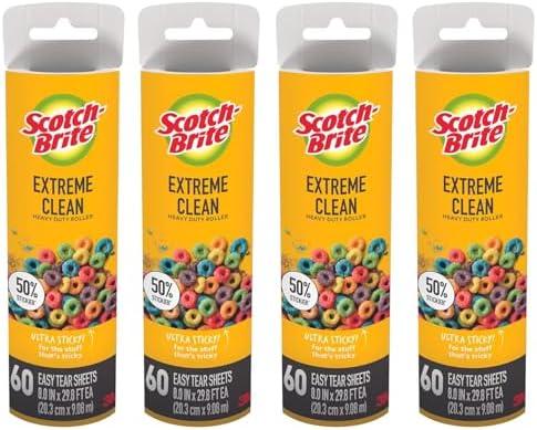 Wide Lint Roller Refills Cat Dog Pet Hair Animal Fur Remover Clothing Upholstery, 60 Per Refill, Pack of 4 (240 Sheets Total)