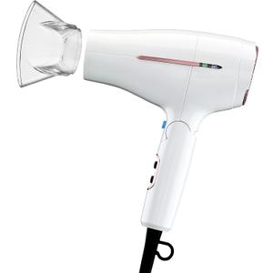 Conair Hair Dryer, Worldwide Travel Hair Dryer with Smart Voltage Technology and Folding Handle, Includes Concentrator (1 Count( Pack of 1), White)
