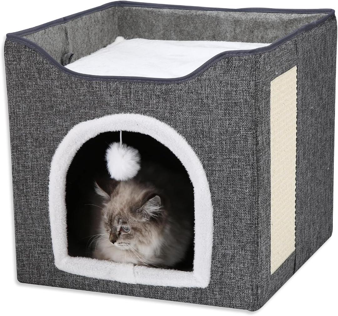 Cat Cave Bed for Indoor Cats Cozy Felt Cat House, Warm & Soft Pet Cave for Kittens, Small Cats, Rabbits & Puppies All-Season Cat Hideaway with Spacious Interior & Modern Design