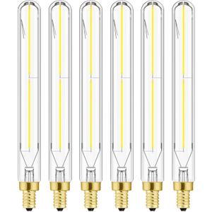 E12 Tubular LED Bulbs 4W Equal Dimmable Light Bulb 5000K Cool White 7.3inch E12 Long Candelabra Bulb 40 Watt for Chandeliers,Ceiling Fan,Pendant,Wall sconces AC120V 400LM T6 Light Bulb, 6Pack