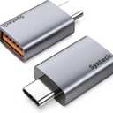Syntech USB C to USB Adapter (2 Pack), 10Gbps USB3.2 Gen 2 Fit Side by Side, Type C Male to A 3.2 Female Adapter Compatible with iPhone 17e 17 Pro Max/iPad/iMac/MacBook Pro & Thunderbolt 4/3 Devices