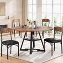 Dining Table Set for 4,Kitchen Table and Chairs for 4, Round Dining Room Table with Upholstered Chairs, 5 Piece Space Saving Circle Wood Kitchen & Dining Room Dinner Dinette Table Set (Vintage, 47In)