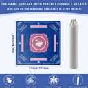 American Mahjong Mat 31"x31" with Rule- Professional Noise Reducing Rubber Dominoes Table Game Mat with Chinese Characters, Non-Slip Base & Velvet Bag - for Cards&Board Game Bule (Blue)