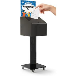 Tredre Large Acrylic Suggestion Box with Lock 39.6"  13.8"  13.8", Floor Standing Donation Box with Sign Holder, Ballot Box for Voting, Charity, Fundraising, Church Events, Feedback Collection