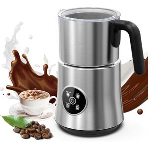 Milk Frother and Steamer, Automatic Hot and Cold Foam Maker with Detachable Stainless Steel Jug, 4-in-1 Electric Frother for Latte, Cappuccinos, Macchiato, and Hot Chocolate
