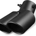 Car Dual Exhaust Tip, Stainless Steel Slant Cut Bending Muffler Tip, Single to Dual Y Outlet Tail Pipe, Universal Exhaust Pipe Modification Accessory for Cars (Black)