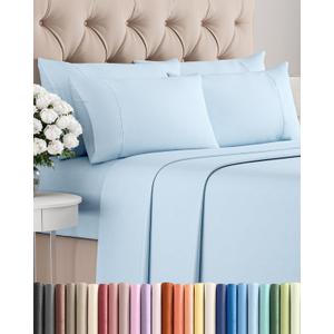King 6 Piece Sheet Set - Comfy Breathable & Cooling - Ultra-Soft Hotel Luxury Bedding Set with 8-16 Inch Deep Pockets - 1 Flat & 1 Fitted Sheet & 4 Pillowcases - Wrinkle Free & Easy Care - Baby Blue