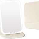 Rechargeable Travel Mirror with Light, LED Makeup Mirror with Lights, Portable Vanity Mirror with 3 Color Lighting, Touch Dimmable Lighted Cosmetic Mirror, Travel Essentials for Women (Beige)