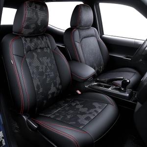 Carlimeki Leather Seat Covers Custom Fit for Tacoma Gen 3rd (2016-2023) Double & Crew Cab, for SR, SR5, Limited, TRD Pro, TRD Sport, TRD Off-Road, Trail Special Edition - Fully Covered