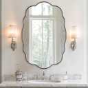 ANDY STAR Brushed Nickel Mirror Scalloped Edge - Modern Bathroom Wall Mirror 22x30 Inch, Corrosion Resistant, Easy Clean SUS Frame