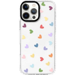 NITITOP Compatible with iPhone 16 Pro Case Cute Clear for Women Girls Colorful Love Heart Pattern Ultra Slim with Bumper Protector Soft TPU Anti-Yellow Protective Cover - Colorful Heart