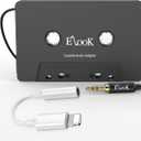 Elook Car Cassette Aux Adapter Kit, with A Smartphone to 3.5 mm Headphone Jack Adapter for Phone, MP3 etc. Black