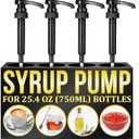 4 Pcs Coffee Syrup Pump Dispenser Set - Syrup Pumps for Coffee Bar 750ml Bottles with Food-Grade Plastic Adjustable Tube, Lockable Mechanism - Accurate Dispensing, Easy Cleaning for Various Liquids