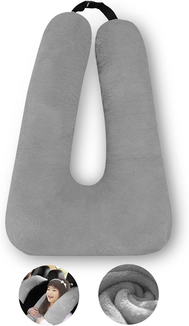 Travel Pillow, Travel Pillow for Kids, Sleeper Hold Pillow Travel, Removable U-Shaped Pillow for Adults and Children to Support Head and Body in The Back Seat of Long Car Trips (Gray) (Grey)