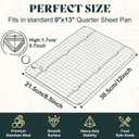 Cooling Racks for Cooking and Baking - 8.5"x12" Oven Safe Premium Stainless Steel Heavy Duty Baking Rack Tight-Wire, Fits Quarter Sheet Pan for Roasting & Grilling & Cooking - 1 Pack