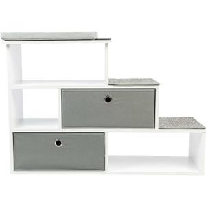 PetFusion Pet Step Window Perch Bookshelf w/ Storage Baskets 28 Tall Dog and Cat Perch, 8 Stair Height Multi-Functional Modern Furniture w/ Carpeted Step Pads & 1 Thick Premium Foam Pad