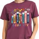 Read Book Shirt for Women-Reading Teacher Tee Tops Pink Flower and Butterfly Short Sleeve Cute Book Shirt