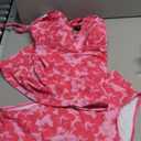 ZAFUL Womens Tankini Swimsuits Smocked 2 Piece Bathing Suits Modest Tie Back Swimwear (X-Large, Pink Floral)