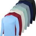 Kinglaman 7 Pack Men Dry Fit Workout Long Sleeve Athletic Gym UPF SPF UV Sun Protection Quick Dry Lightweight Shirts (L)