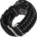 Compatible with Garmin Instinct Watch Band - R-Nylon Survival Paracord Woven Nylon Strap Quick Fit 22mm Watch Band for Fenix 7/6/5/Forerunner 965/955/945/935/745/Epix 2/Approach S70/S62/S60 (Black)