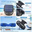 Beach Chair Umbrella with Adjustable Clamp & Solar Fan, UPF 50+