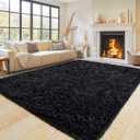 Super Fluffy Area Rug for Living Room 5x7 Feet, Modern Indoor Shaggy Carpet, Soft Plush Non Slip Rugs for Bedroom Kids Room Cloakroom Home Decor, Black