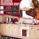 Fourluoo 10 Pcs Kitchen Set Kitchen Towels and Rugs Oven Mitts and Pot Holders Farmhouse Decor for Women Mom Gift Cooking Baking Grilling(Red Black)