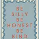 Inspirational Wall Art Banner for Toddler Room Decor, Preppy Blue Striped Poster, Teenage Boy's Room Decor, Playroom, and Bedrooms, Be Silly Be Honest Be Kind Flag Banner
