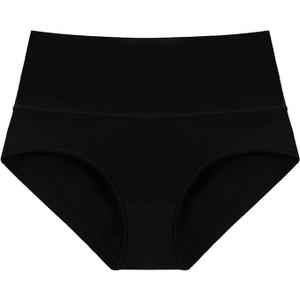 Cotton Underwear for Women High Waist Full Coverage Briefs Comfort Soft Panties Trendy Breathable Underwear (3X-Large, Black)