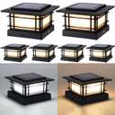Dynaming 4x4 Solar Post Cap Lights Outdoor with 2 Color Modes, Upgrade Fence Post Solar Lights Black Shell for 4x4 Vinyl/Wooden Posts, Brightness LED Lighting Decor for Garden Deck Patio, 6 Pack
