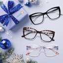 Reading Glasses for Women, 3 pack Fashion Oversized Blue Light Readers for Women, Spring Hinge Cat Eye Glasses Anti Eyestrain (A1 Black Tortoiseshell Purple, 2.25)