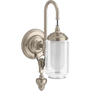 KOHLER Artifacts Bathroom Vanity Light Fixture, Wall Sconce Lighting, Downlight Only, UL Listed, 1 Light - Adjustable, Vibrant Brushed Bronze